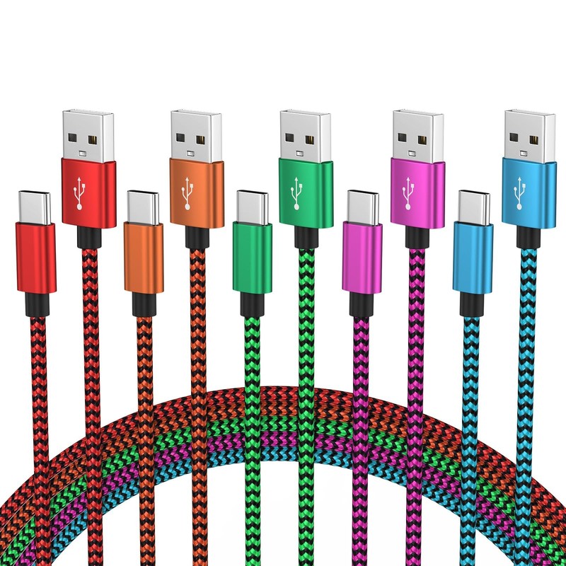 5 PCS USB To USB C Cable 3ft Nylon Braided Type C Fast Charging Cord Android