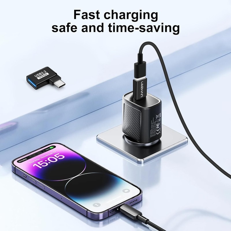 Powerful USB 3.0 to Type-C 2-Pack - Straight & Angled Adapters Included gallery