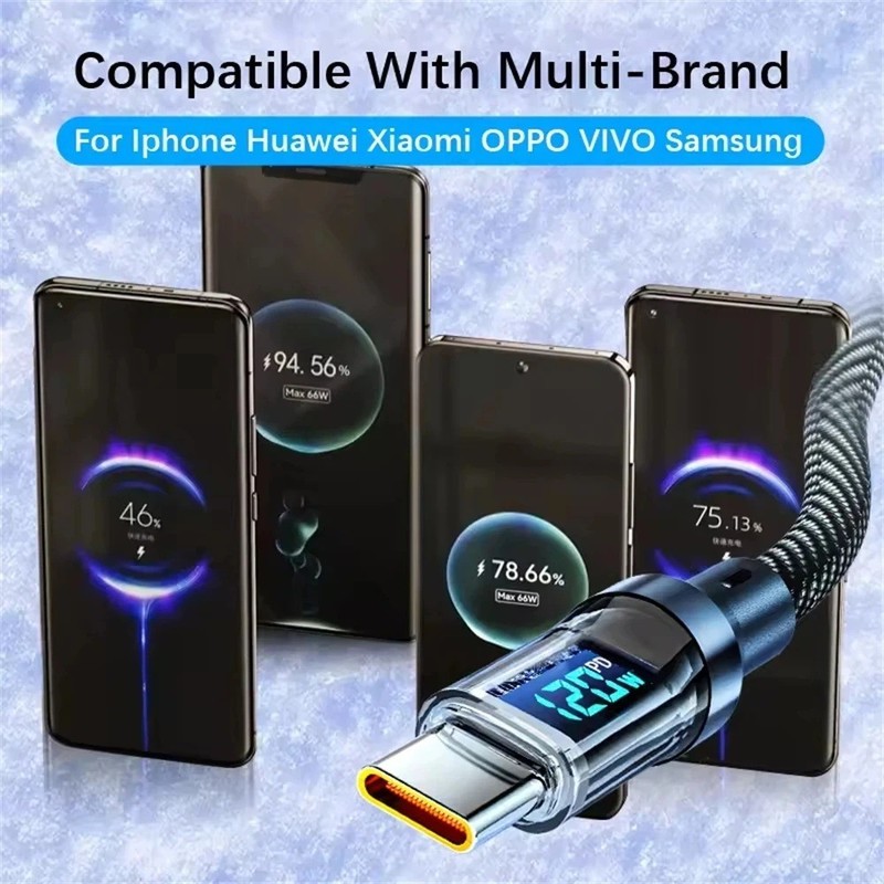 120W Super Fast Charging Cable USB-A & USB-C LED Display – Not for iPhone/Samsun gallery
