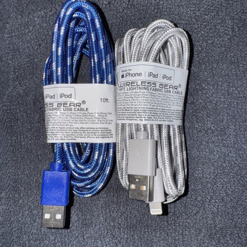 10 Foot Black Wireless Gear Charging Cable Heavy Duty For iPhone/iPad New gallery