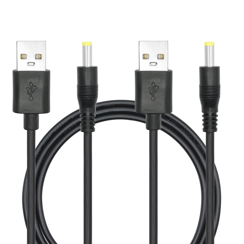 2 PCS 3 FT USB to DC 4.0mm x 1.7mm Power Cord 5V 3A Charging Cable Black