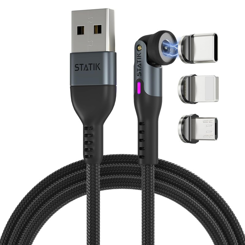 Magnetic Charging Cable Set: 3-in-1 USB C & Micro USB, 6FT - Portable & Durable gallery