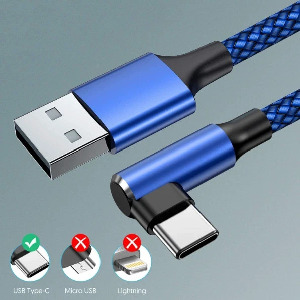 USB C Cable 90 Degree Right Angle [2 Pack 6.6FT] Fast Charging USB A to Type C gallery