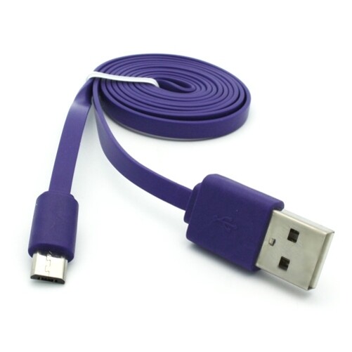 MicroUSB 6ft USB Cable Charger Cord Power Wire Sync Flat Purple for SmartPhones gallery