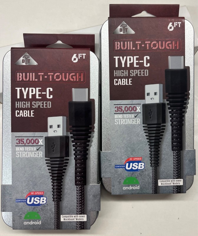 2/$19.99 Zeiko/iHip Built-Tough Type-C High Speed 6 ft Cable (BLT-06)