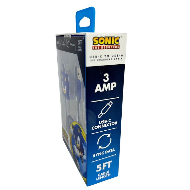Sonic the Hedgehog USB-C to USB-A Charging Cable 5ft 3A SEGA NWT gallery