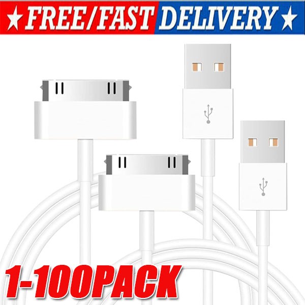 200PCS 3FT 30 pin USB Charging Data Cable Cord for iPad 1/2/3 iPod Nano 1-6 LOT