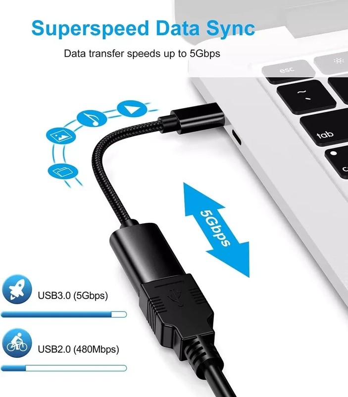 USB Type-C Male To USB 3.0 Type a Female Adapter OTG Converter Cable, 3 Pack gallery