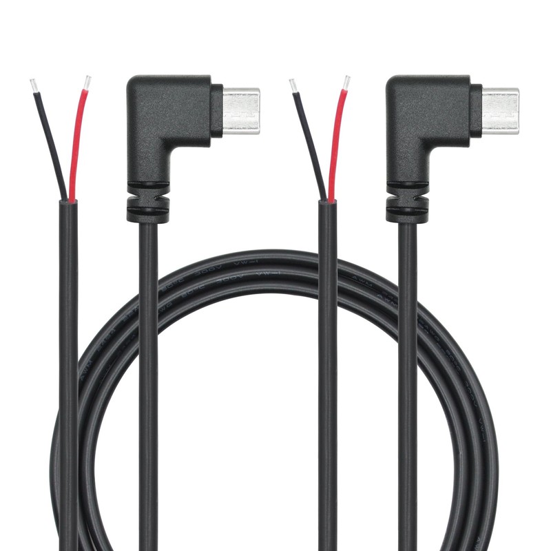 90 Degree USB C Male to 2 Pin Bare Wire Open End Power Pigtail Cable 3FT 2 PCS