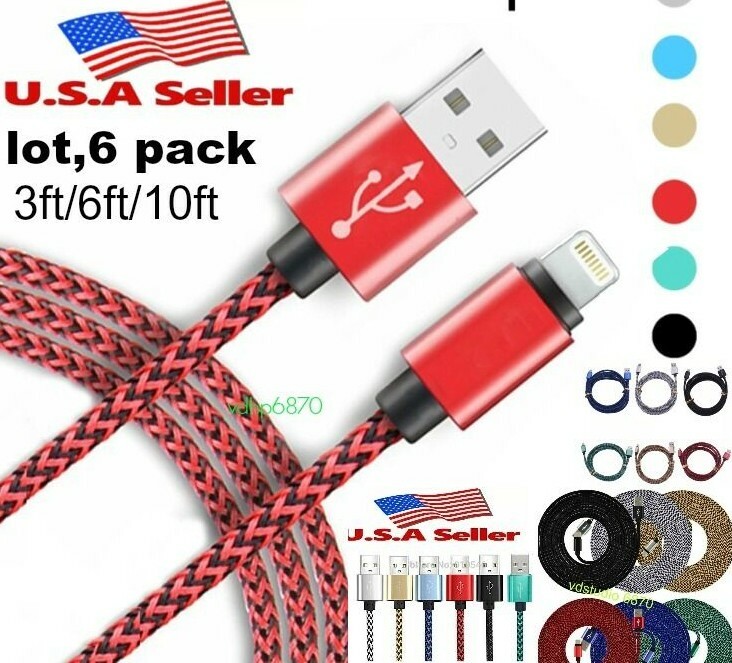 6 Pack 6FT USB Cable For iPhone 6 7 8 Plus iPhone 12 11 X XR XS Pro Charger Cord gallery