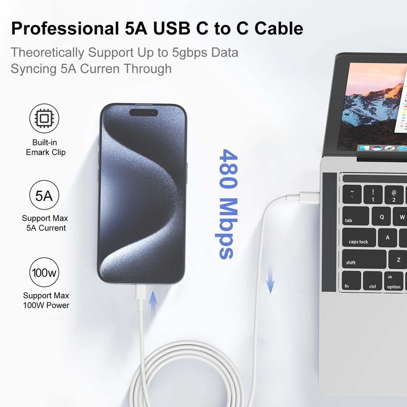 240W USB C Charging Cable for MacBook Pro/Air & for iPhone 17/16 Pro Max, MFi... gallery