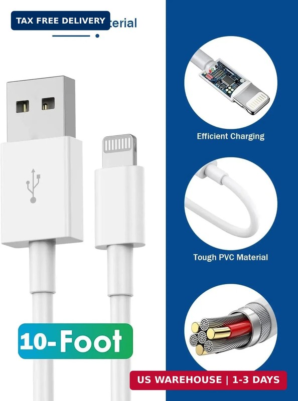 iPhone Charger 10FT, [Apple MFi Certified] 2-Pack Long Fast Charging Lightning C gallery