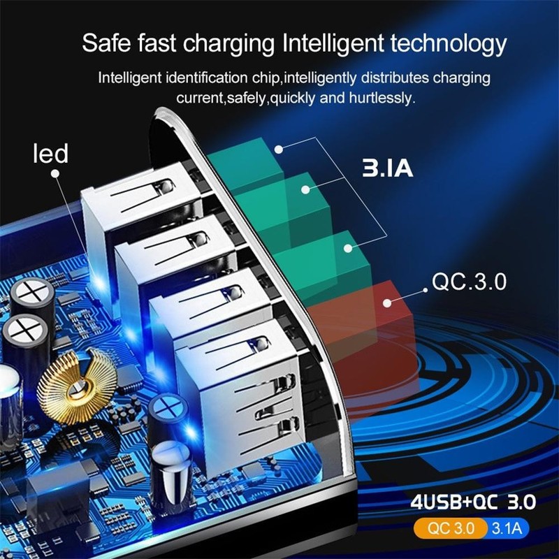 Illuminated 4USB Mobile Phone Charger 3A Charging Head gallery