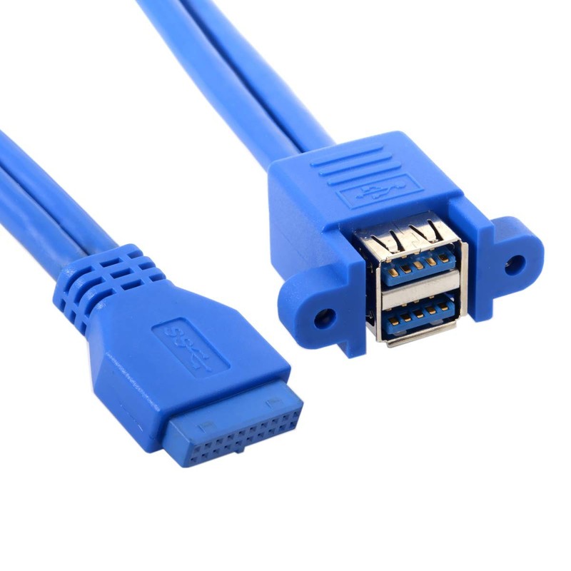 USB 3.0 Header Cable Stackable Female Panel 19Pin 20Pin Dual Ports 5Gbps 50cm gallery