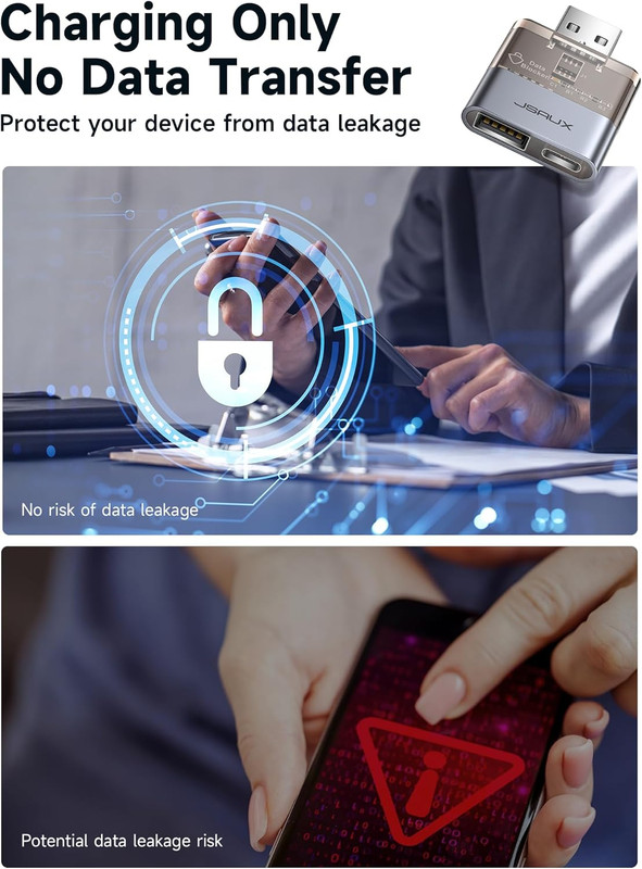 USB Data Blocker(2-Pack), Transparent 2-In-1 USB a Male to USB a & USB C Female gallery