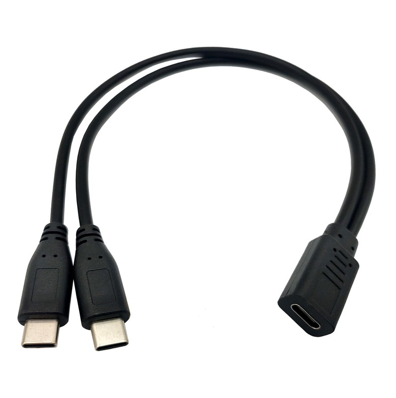 USB C Splitter Charge Cable – 1ft Type C Female to 2 Male Y Adapter