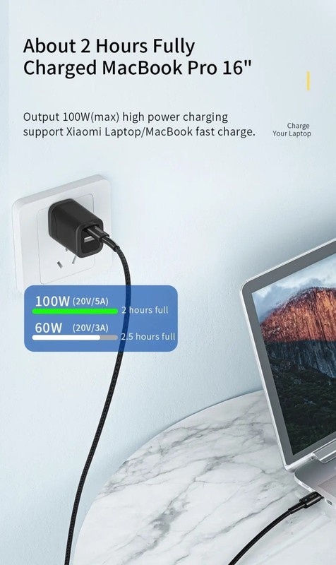 60W 100W PD USB-C to USB-C Fast Charging Cable Cord SamsungIphone MacBook iPad gallery