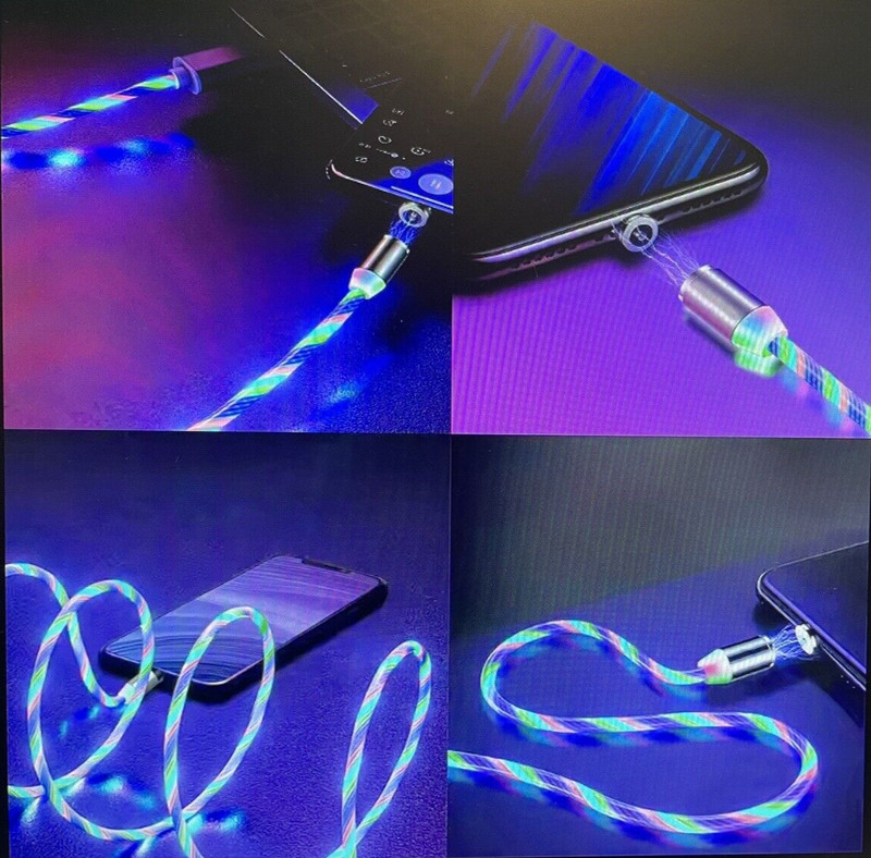 Cellphone USB Charging Cable Android iPhone 14 13 12 11 (3 IN 1) Magnetic RNBW gallery