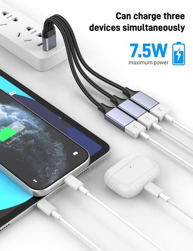 KAYQINHO USB Y Splitter 1 in 3 Out, USB Male to 3 Female Cable for PC, Tablet... gallery