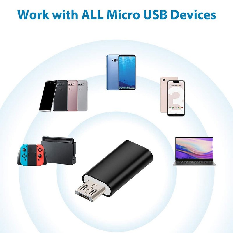 4pack Micro USB Male to Type C Female Charging Adapter Converter Connector USB-C gallery