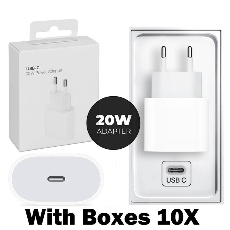 10XLot 20W PD Fast Charger For iPhone 14/13/12/Pro/11 USB Type C Adapter EU Plug