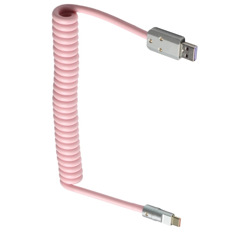 Fast Speed PD100W Charging Cord Spring Cable Wire USB C Reinforced Construction