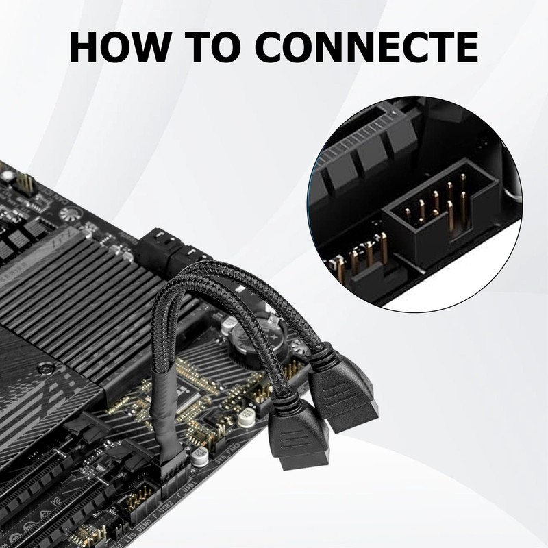 USB Header Splitter,1 to 2 Motherboard USB 2.0 9 Pin Splitter Cable,Internal ... gallery