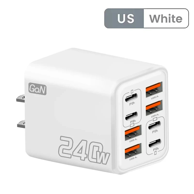 240W GaN USB C Charger 8 in 1 Fast Charging Phone Charger Power Adapter For gallery
