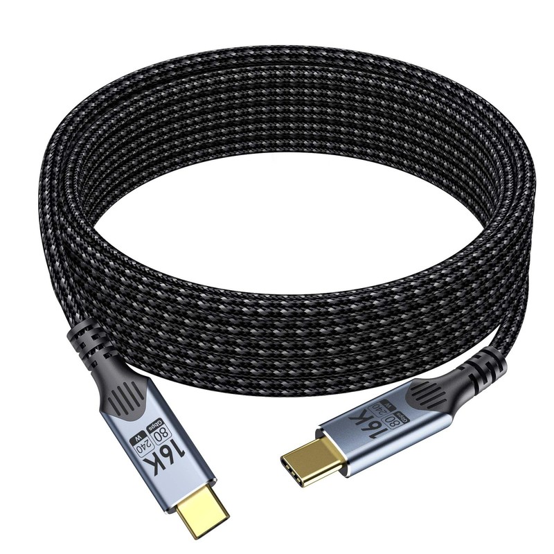 6 FT 2M Long USB C To USB C Thunderbolt 5 Cable 80Gbps 16K/8K/4K 240W PD