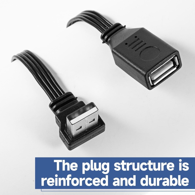 2PCS 4" 90 Degree USB2.0 Extension Cable Flat Right Angle USB Male to Female gallery