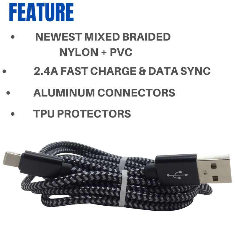 3 Pack 10Ft USB Cable For iPhone 14 13 12 11 Pro XR Heavy Duty Charging Cord Lot gallery