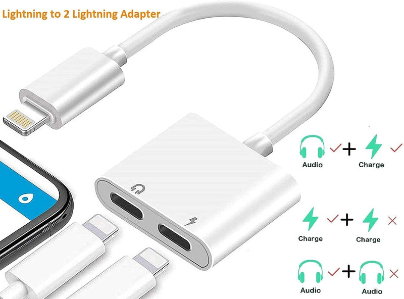 [Apple MFi Certified] 2PACK iPhone Lightning to 2 Lightning Adapter, Dual Lightn gallery