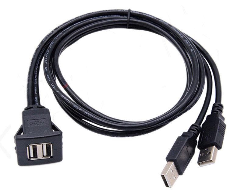 Square double port USB2.0 data cable ship motorcycle instrument panel USB cable gallery