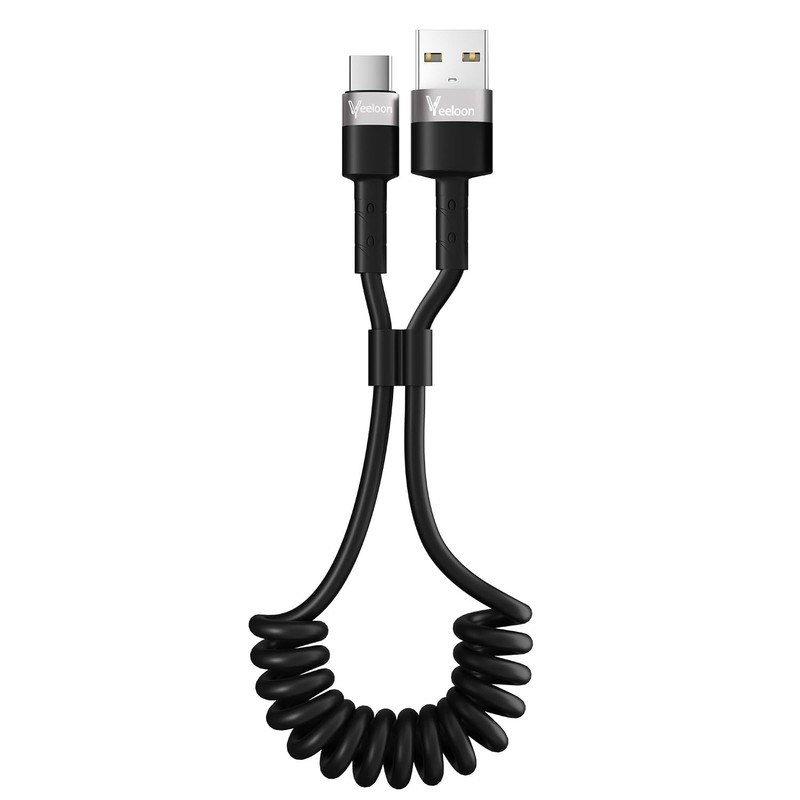 Durable 2FT USB Type A to C Coiled Cable for Fast Charging & Navigation Support gallery