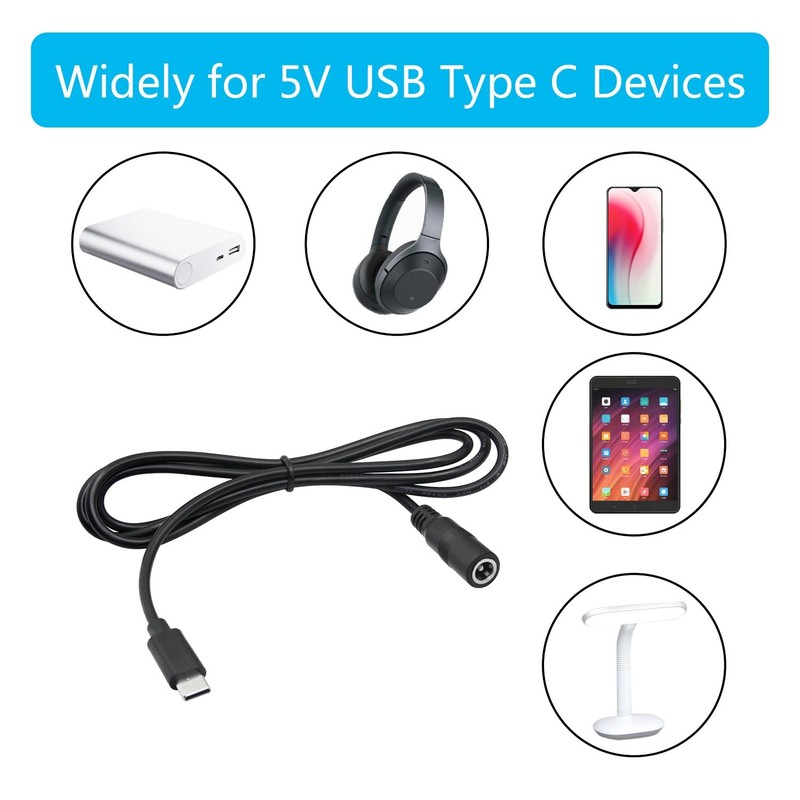 DC 5.5mm x 2.1mm to USB Power Cord 1M/3FT, DC 5521 Female to USB Plug 5V 3A P... gallery