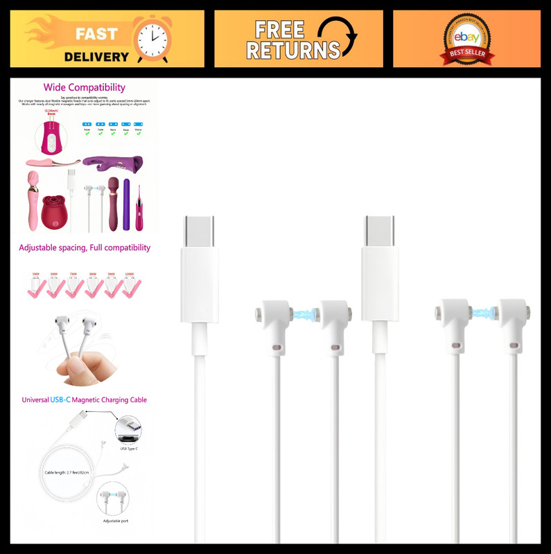 Universal Magnetic Charging Cable for Personal Massagers & Rechargeable Toys - 2