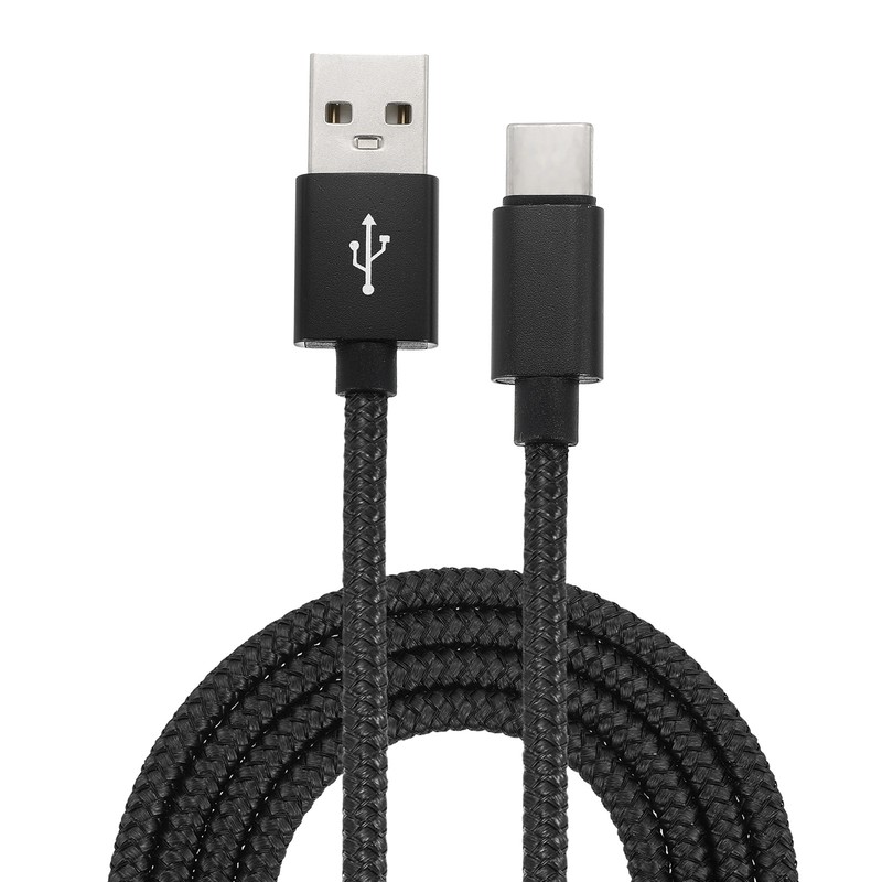 6.56ft USB Type C Charger Cable 2.4A Type-C Braided Charging Data Cord Black