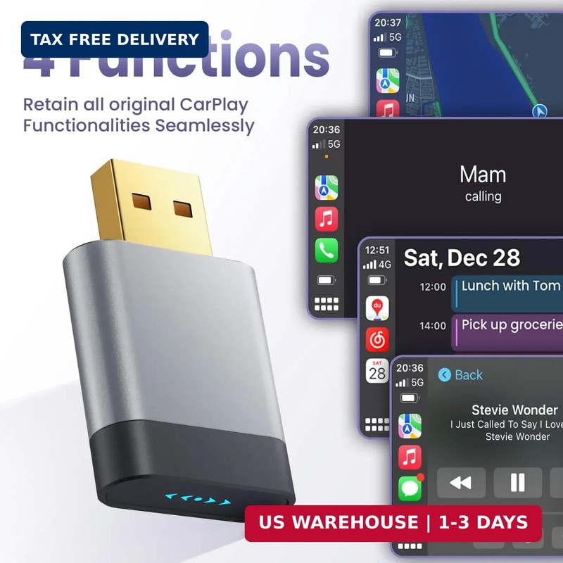 Wireless CarPlay Adapter for iPhone & Android Auto (Mini & 2026 New), Wired to W gallery