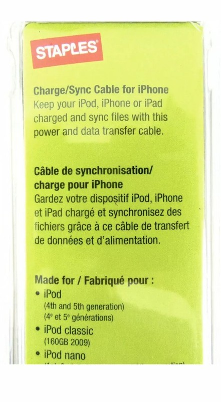 Staples 30-Pin USB iPhone Charger Charge/Sync Cable iPhone iPad iPod NIB gallery