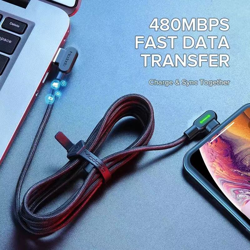 Mcdodo 3Pack 90 Degree Elbow USB Cable Charger Cord For iPhone 14 13 12 11 XR 8 gallery