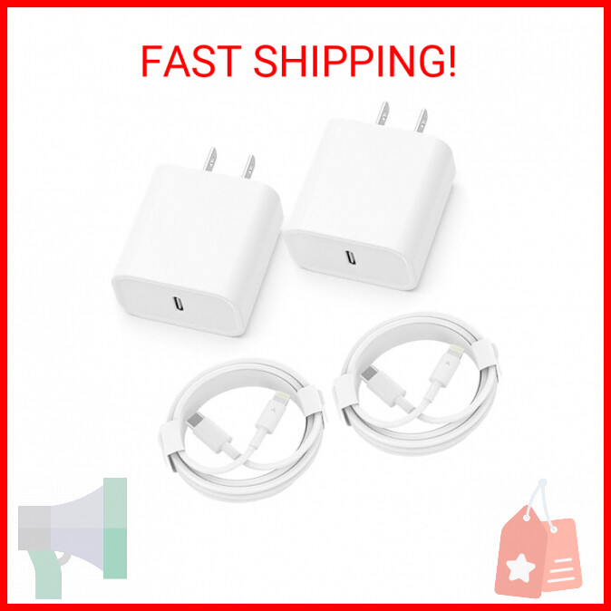 Phone Charger [MFi Certified] 2 Pack 20W PD USB C Wall Fast Charger Adapter with