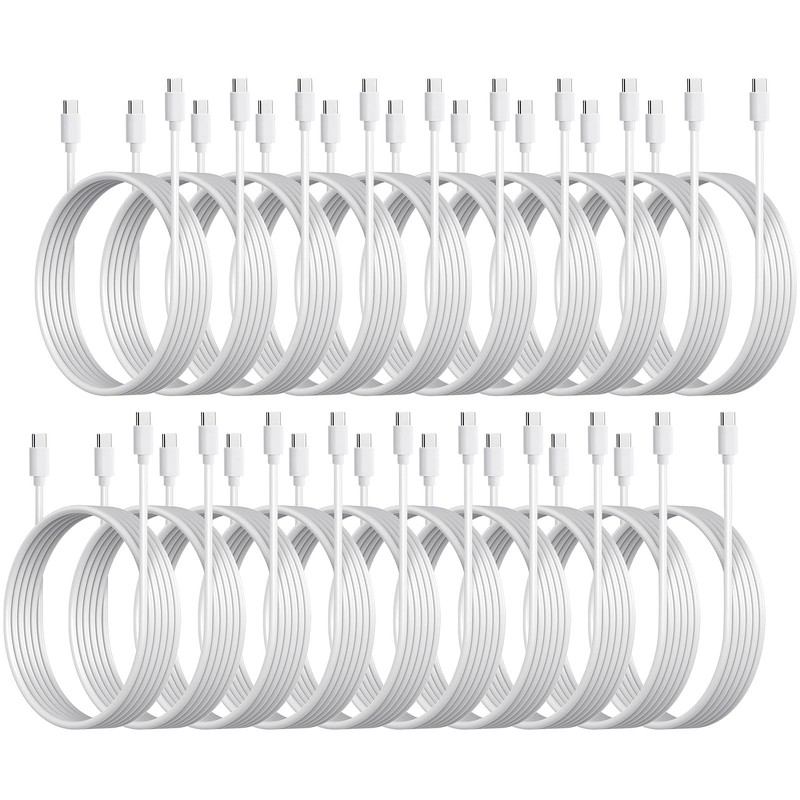 20-Pack USB to 48W Charger Cable – Bulk USB-to Multipack White Charging Cords…