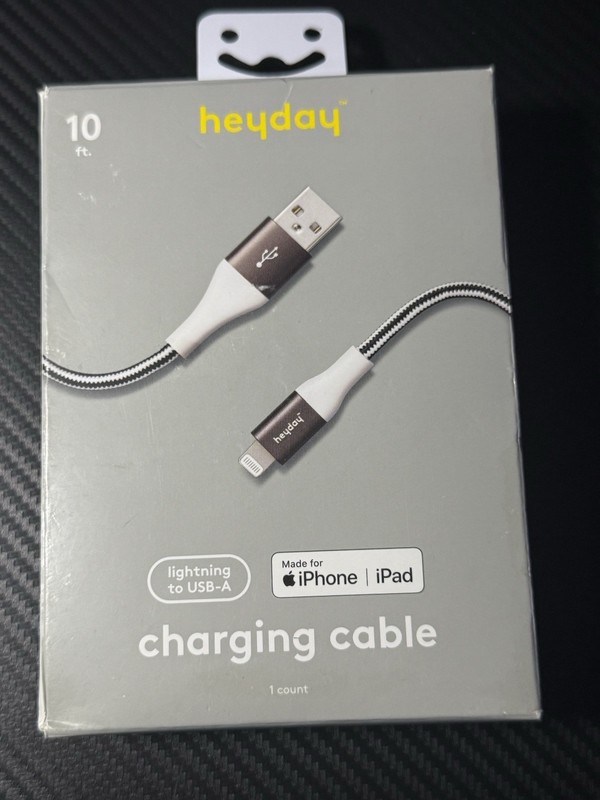 Heyday 10ft Lightning to USB-A Cable MFiCertified for iPhone iPad Braided