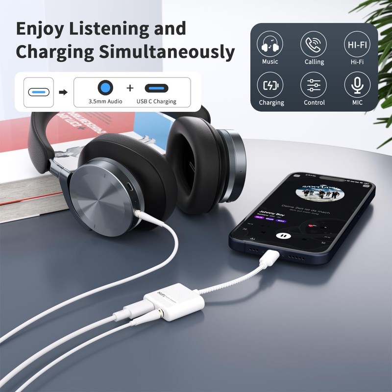 USB C to 3.5mm Audio Adapter and Charger 2 in 1 USB C to Aux Headphone Dongle wi gallery