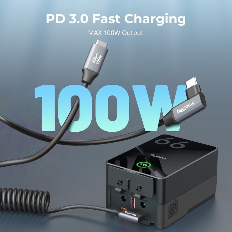 Portable 20Gbps USB C Coiled Cable - Quick Charge & Data Solution for Devices gallery