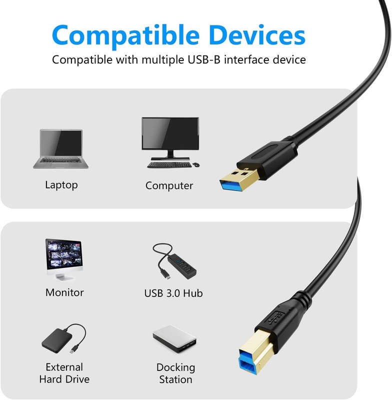 USB 3.0 Cable A Male to B Male 20Ft,Superspeed USB 3.0 A-B/A Male to B Male C... gallery