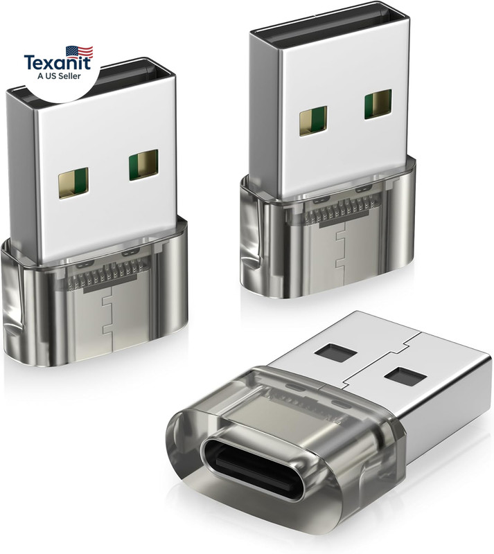 USB to USB C CarPlay Adapter 3 Pack Type C Female to USB A Converter