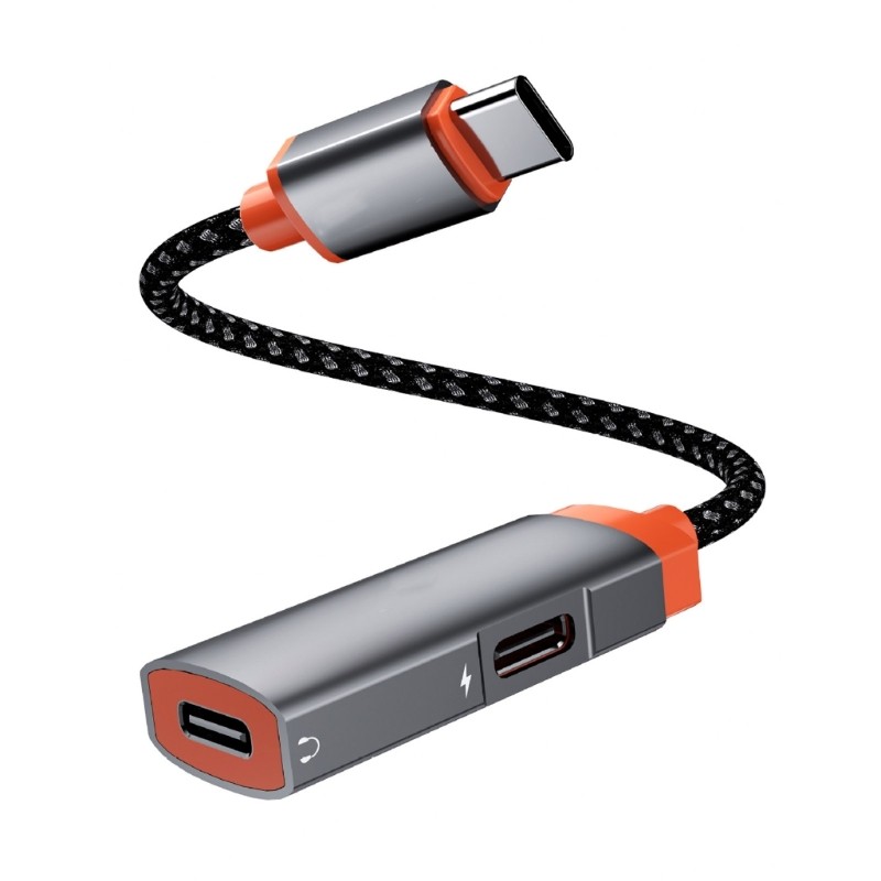 2 In 1 USB C Splitter Type C Male To Double Type C Female Connector for Phone