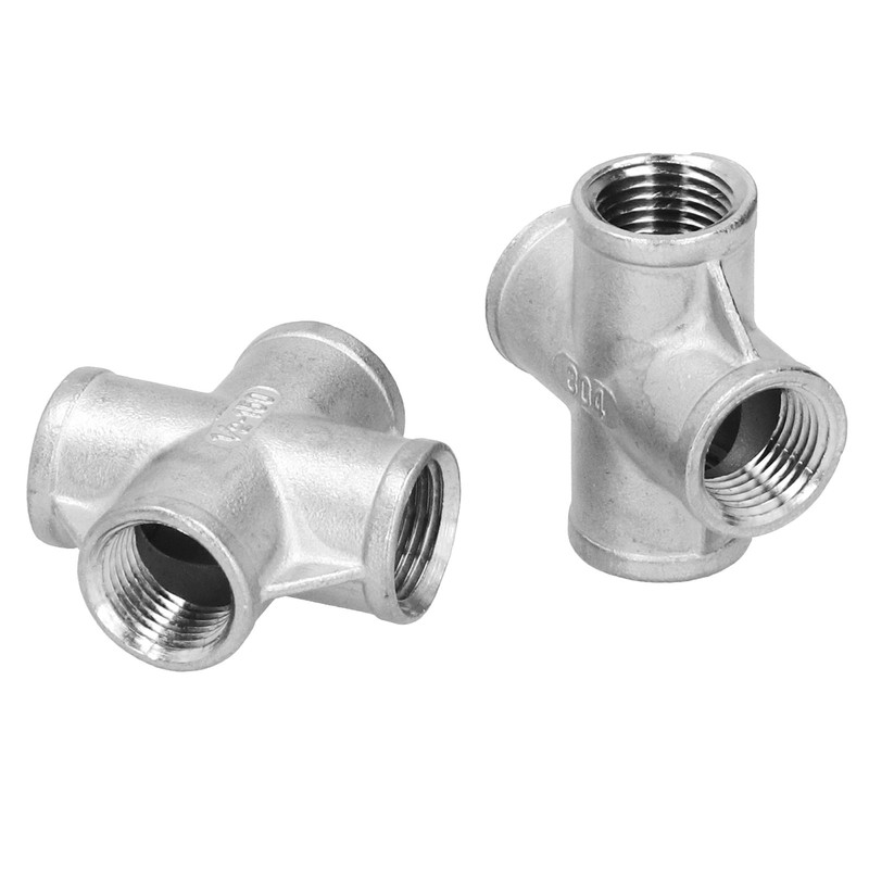 2Pcs 1/2‑150 4‑Way Adapter NPT Stainless Steel Connector Home Brewing Pipe gallery