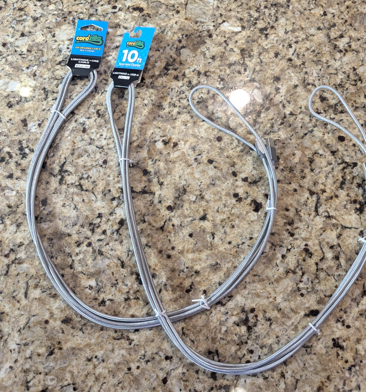 Cordzilla 10 ft 8 Pin iPhone Compatible to USB-A Charging Cable Silver 2 PK